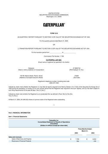 Thumbnail Caterpillar 10-Q Quarterly Report FY 
