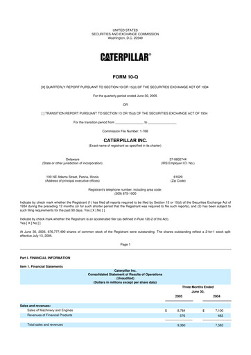 Thumbnail Caterpillar 10-Q Quarterly Report FY 