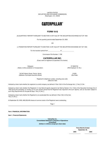 Thumbnail Caterpillar 10-Q Quarterly Report FY 