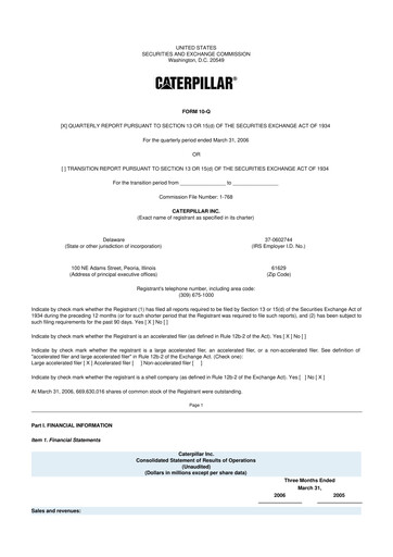 Thumbnail Caterpillar 10-Q Quarterly Report FY 