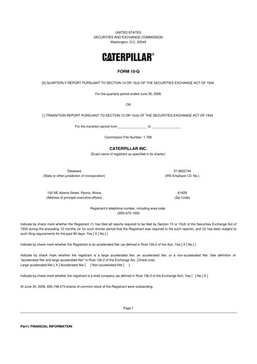Thumbnail Caterpillar 10-Q Quarterly Report FY 