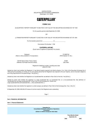 Thumbnail Caterpillar 10-Q Quarterly Report FY 