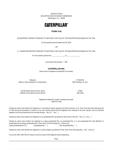 Thumbnail Caterpillar 10-Q Quarterly Report FY 