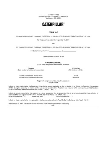 Thumbnail Caterpillar 10-Q Quarterly Report FY 