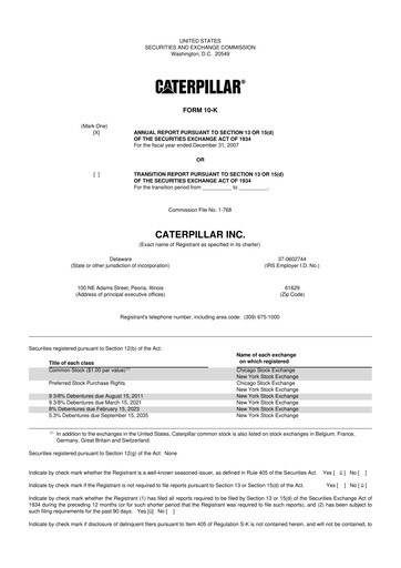 Vorschaubild Caterpillar 10-K Jahresbericht 