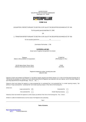 Thumbnail Caterpillar 10-Q Quarterly Report FY 