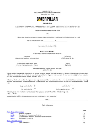 Thumbnail Caterpillar 10-Q Quarterly Report FY 