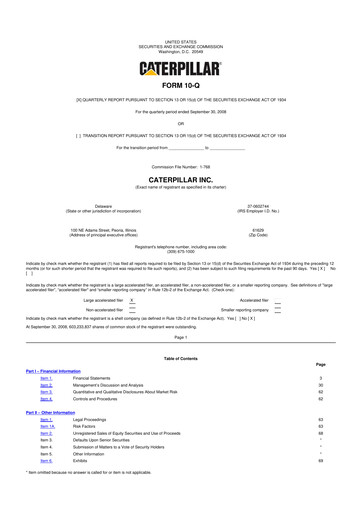 Thumbnail Caterpillar 10-Q Quarterly Report FY 