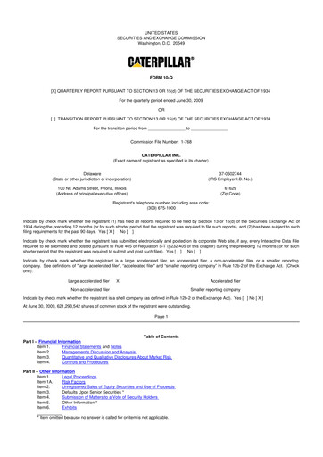 Thumbnail Caterpillar 10-Q Quarterly Report FY 