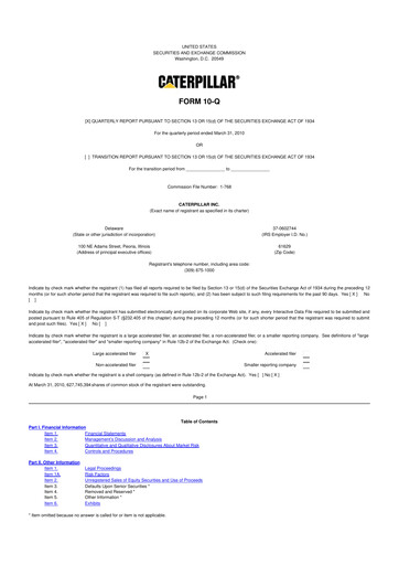 Thumbnail Caterpillar 10-Q Quarterly Report FY 