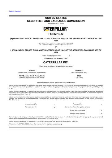 Thumbnail Caterpillar 10-Q Quarterly Report FY 