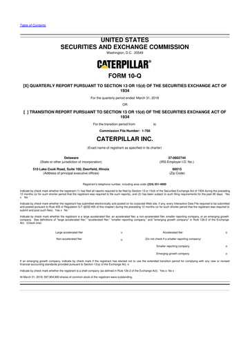 Thumbnail Caterpillar 10-Q Quarterly Report FY 