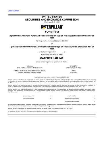 Thumbnail Caterpillar 10-Q Quarterly Report FY 