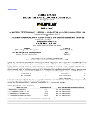 Thumbnail Caterpillar 10-Q Quarterly Report FY 