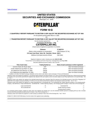 Thumbnail Caterpillar 10-Q Quarterly Report FY 