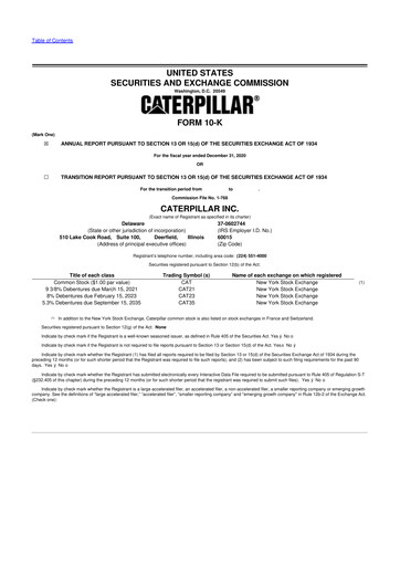 Vorschaubild Caterpillar 10-K Jahresbericht 