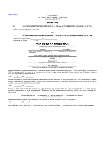 Thumbnail Cato Fashion 10-Q Quarterly Report FY 