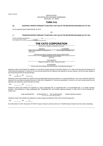 Thumbnail Cato Fashion 10-Q Quarterly Report FY 