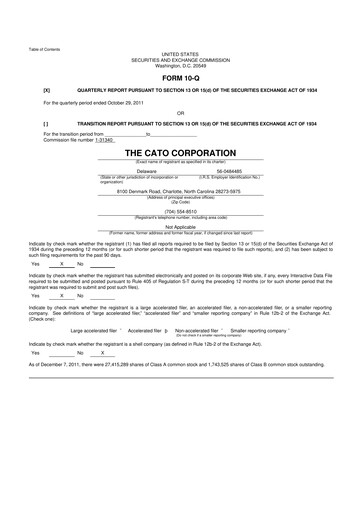 Thumbnail Cato Fashion 10-Q Quarterly Report FY2011 