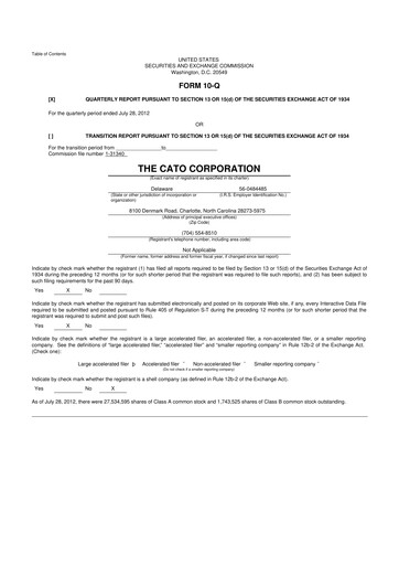 Thumbnail Cato Fashion 10-Q Quarterly Report FY2012 