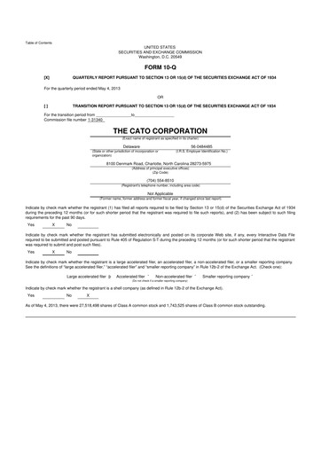 Thumbnail Cato Fashion 10-Q Quarterly Report FY2013 
