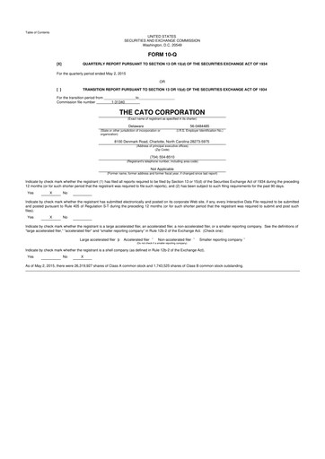Thumbnail Cato Fashion 10-Q Quarterly Report FY2015 