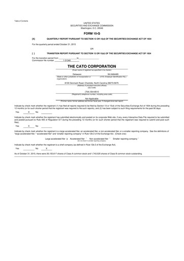 Thumbnail Cato Fashion 10-Q Quarterly Report FY2015 