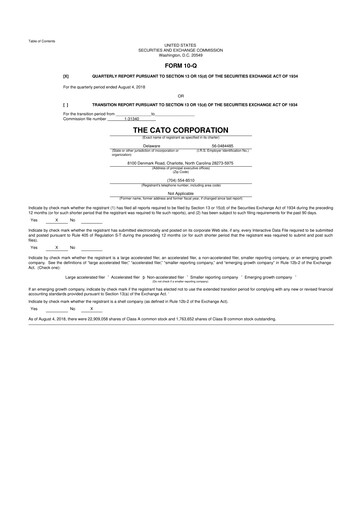 Thumbnail Cato Fashion 10-Q Quarterly Report FY2018 