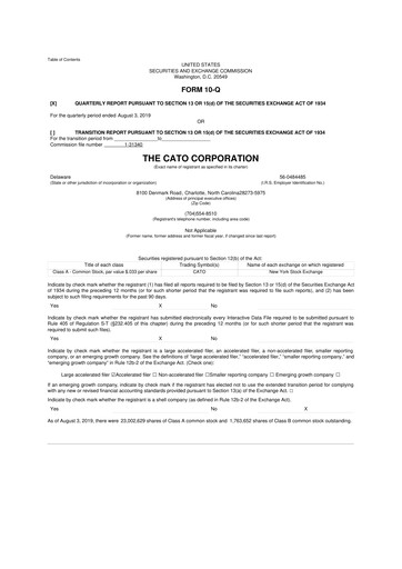 Thumbnail Cato Fashion 10-Q Quarterly Report FY2019 