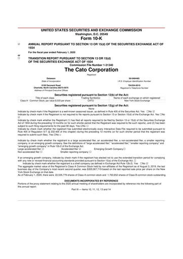 Thumbnail Cato Fashion 10-K Annual Report 2019