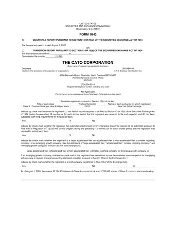Thumbnail Cato Fashion 10-Q Quarterly Report FY2020 