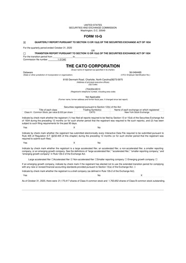 Thumbnail Cato Fashion 10-Q Quarterly Report FY2020 