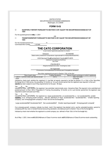 Thumbnail Cato Fashion 10-Q Quarterly Report FY2021 