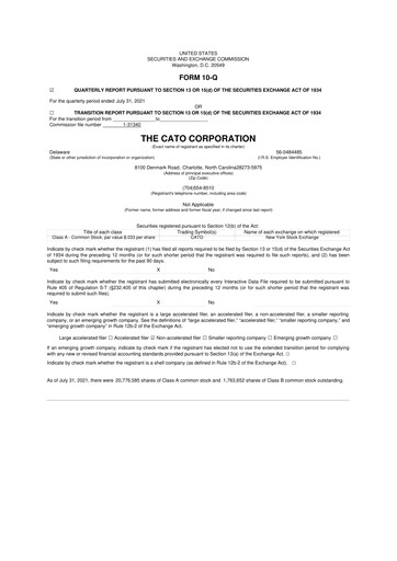 Thumbnail Cato Fashion 10-Q Quarterly Report FY2021 