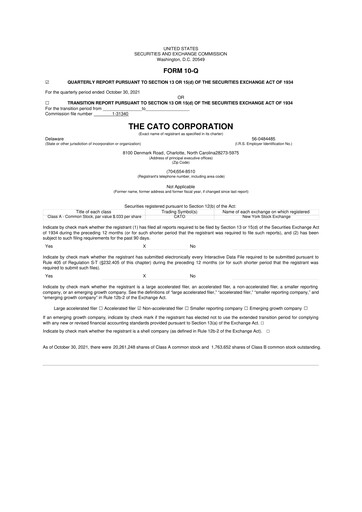 Thumbnail Cato Fashion 10-Q Quarterly Report FY2021 