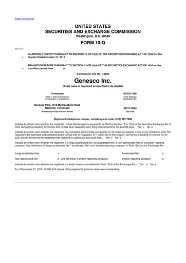 Thumbnail Genesco
 10-Q Quarterly Report FY2016 