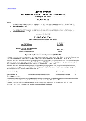 Thumbnail Genesco
 10-Q Quarterly Report FY2019 