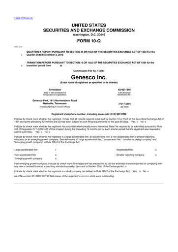 Thumbnail Genesco
 10-Q Quarterly Report FY2019 