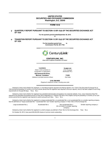 Vorschaubild Lumen Technologies 10-Q Quartalsbericht 2015 