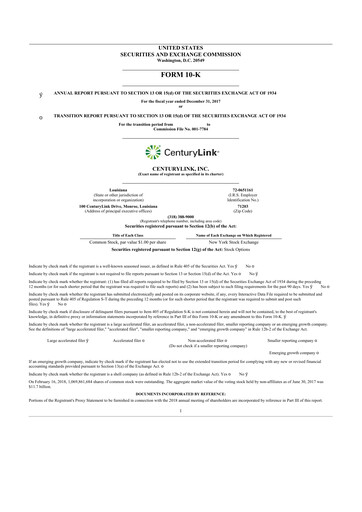 Thumbnail Lumen Technologies 10-K Annual Report 2017