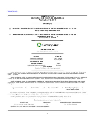 Vorschaubild Lumen Technologies 10-Q Quartalsbericht 2019 