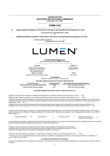 Thumbnail Lumen Technologies 10-K Annual Report 2020