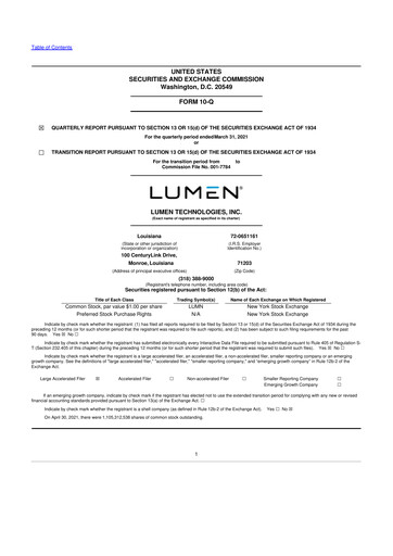 Vorschaubild Lumen Technologies 10-Q Quartalsbericht 2021 