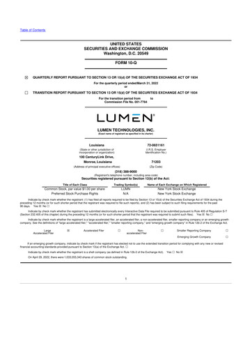 Vorschaubild Lumen Technologies 10-Q Quartalsbericht 2022 