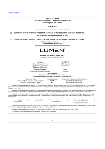 Vorschaubild Lumen Technologies 10-Q Quartalsbericht 2022 