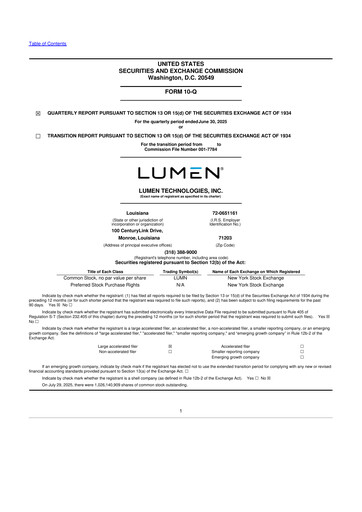 Vorschaubild Lumen Technologies 10-Q Quartalsbericht 2025 