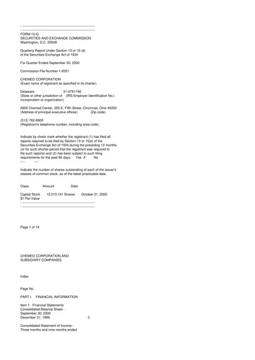 Thumbnail Chemed 10-Q Quarterly Report FY 