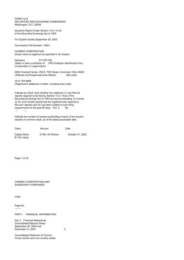 Thumbnail Chemed 10-Q Quarterly Report FY 