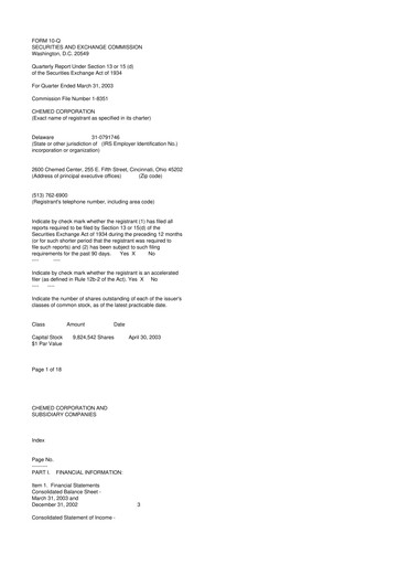 Thumbnail Chemed 10-Q Quarterly Report FY 