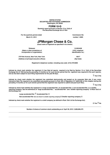 Vorschaubild JPMorgan Chase 10-Q Quartalsbericht 2012 